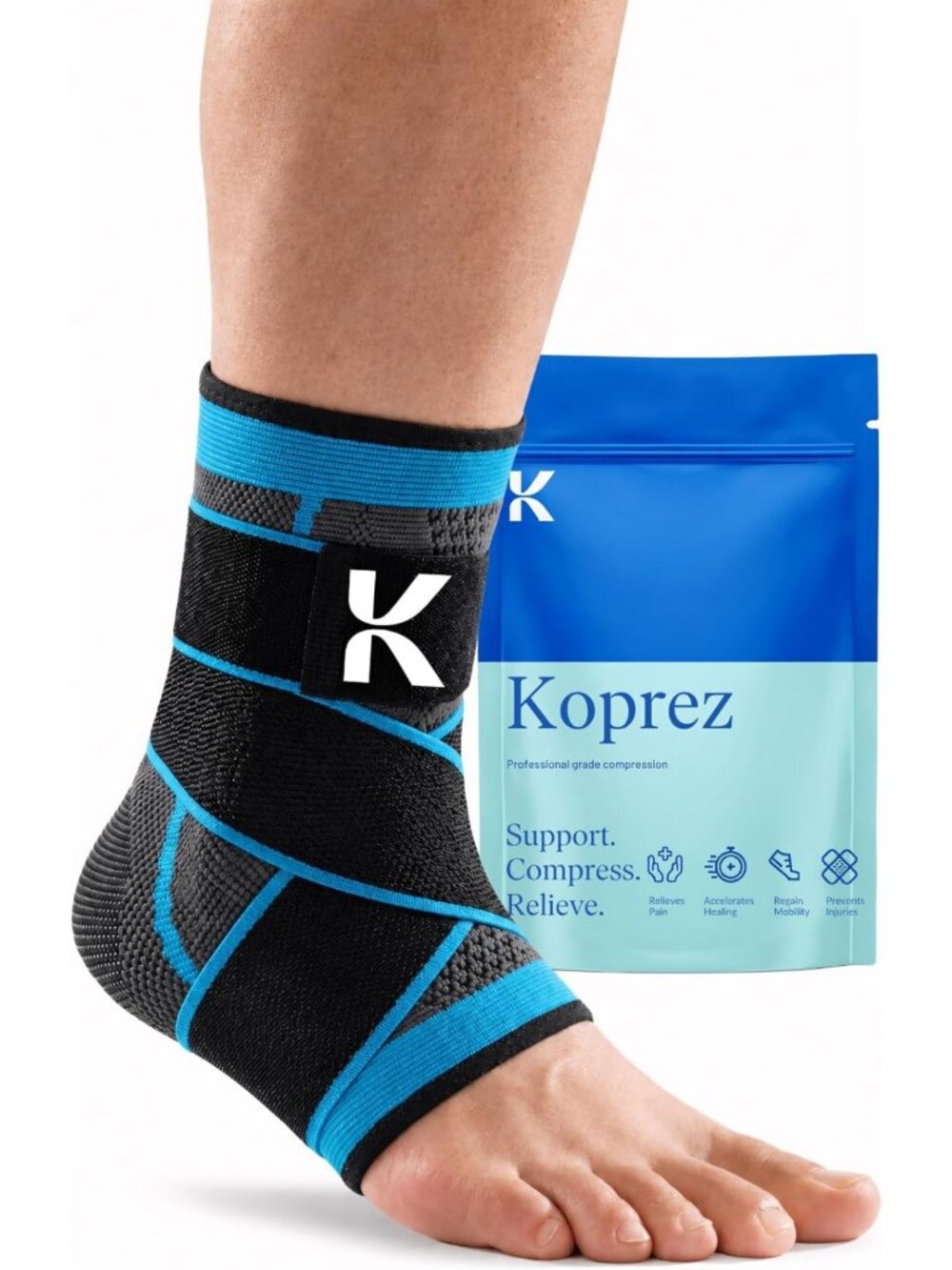 Ankle Compression Sleeve & Brace for Plantar Fasciitis Relief & Support